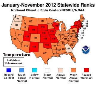 State rankings of annual average temperature 